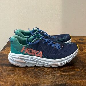 Hoka Navy Blue and Green Sneakers. Reposhed w/o any wear. Light weight. Sharp.